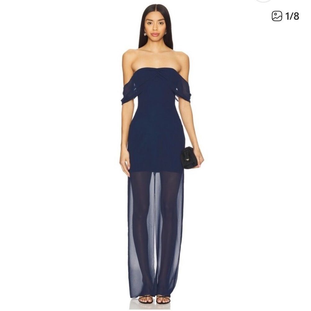 NWT Amanda Uprichard Darien Maxi Dress Navy Small Revolve